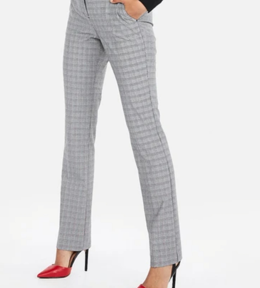 Express Gray Plaid Barely Boot Cut Dress Pants